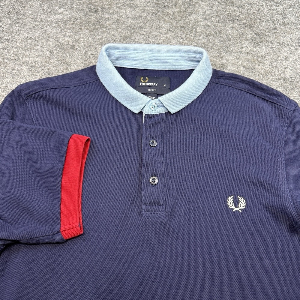 Fred Perry M2270 slim fit polo shirt mens medium block collar Laurel wreath logo